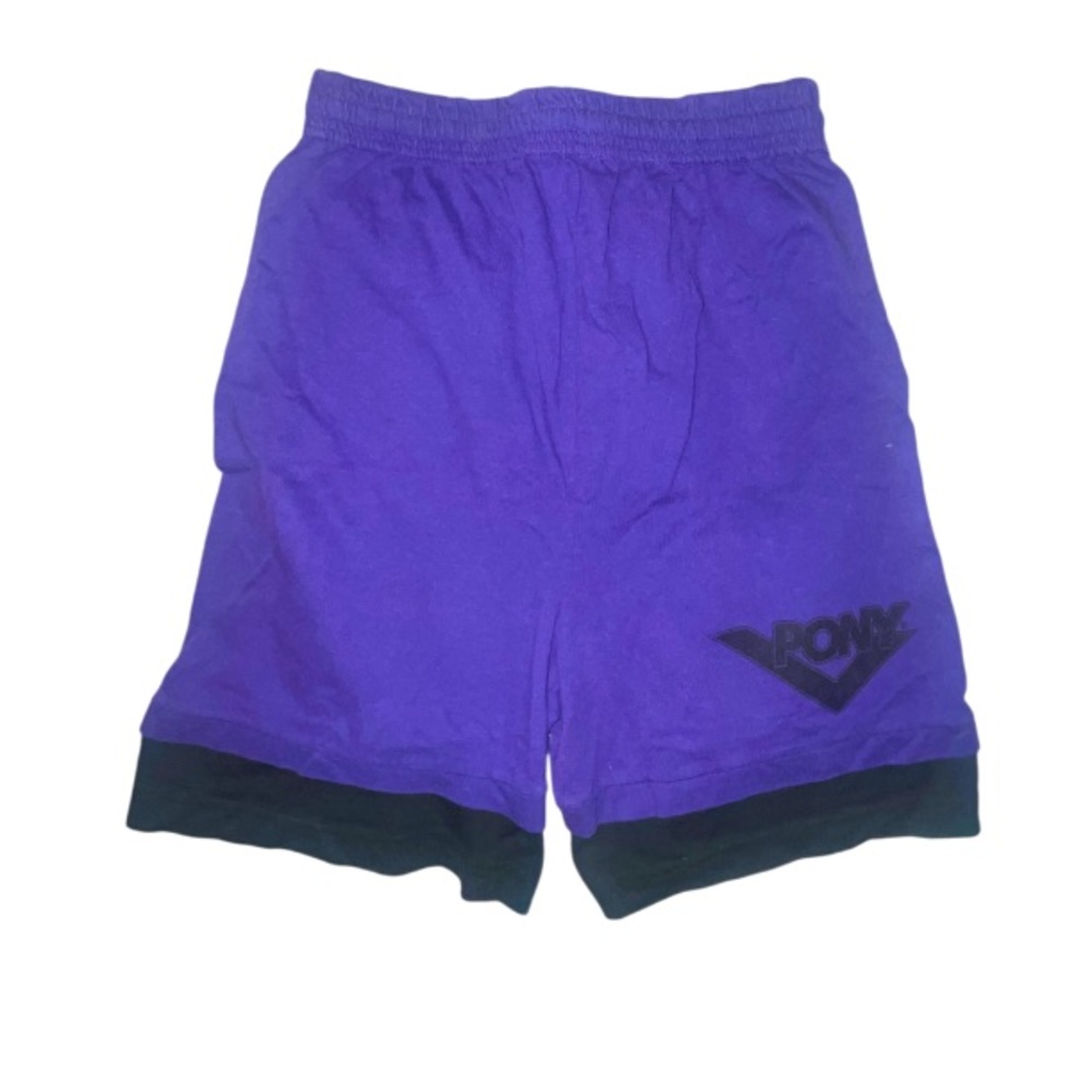 Vintage Pony Shorts Purple With Black Drawstring Waist Made In USA Size Medium